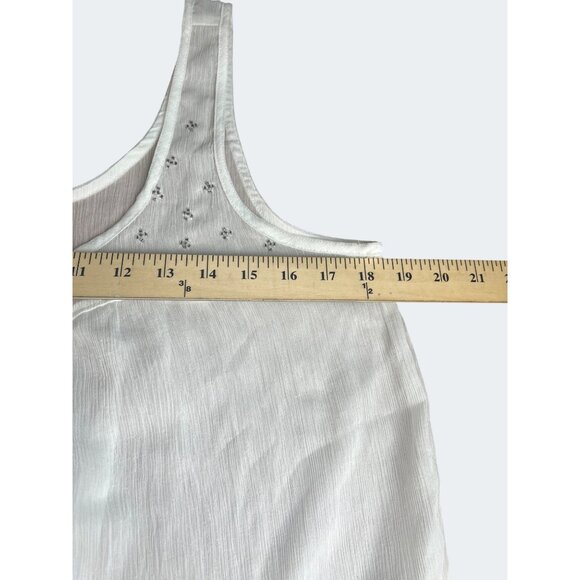 Hollister White Sleeveless Flowy Embroidered Tank Top Medium Scoop Neck - Picture 3 of 13